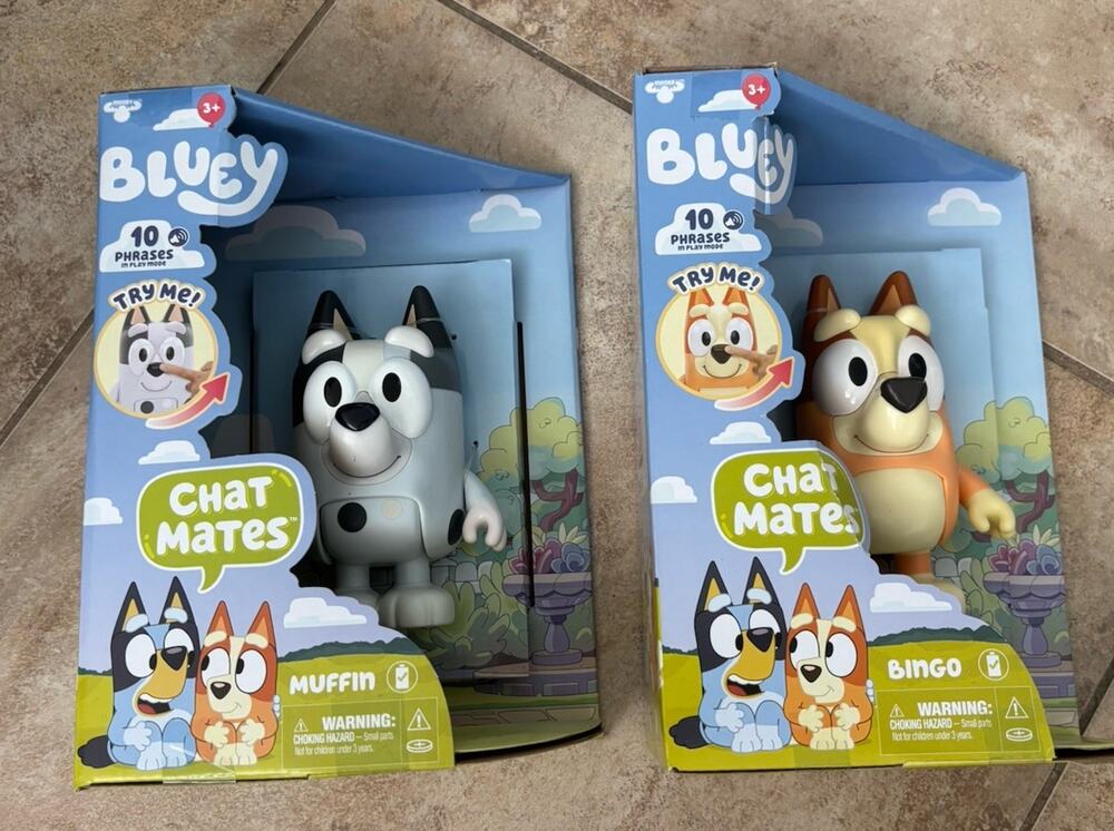 Bluey Chat Mates Muffin & Bingo Talking Figures 10+ Phrases Moose Toys Lot 2